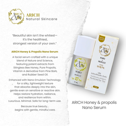 ARICH Honey & Propolis Nano Serum – Natural Hydrating & Brightening Facial Serum (15ml)