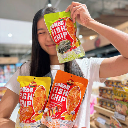 GOKOB Thai Crispy Fish Chips – Original Flavor | Authentic Thai Snack (6 Bags × 40g)