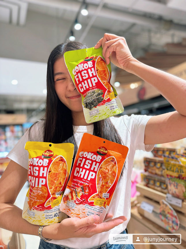 GOKOB Thai Crispy Fish Chips – Original Flavor | Authentic Thai Snack (6 Bags × 40g)