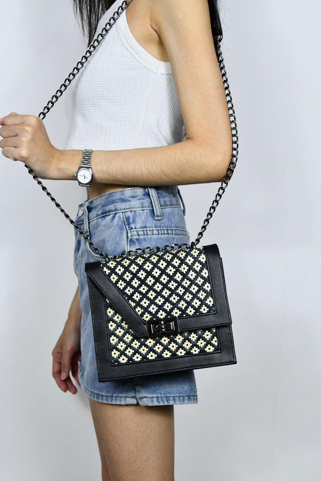 Moradok “Onyx” Bamboo Handmade Bag – Elegant Black & White Woven Shoulder Bag | 100% Handmade Eco-Friendly Thai Designer Handbag