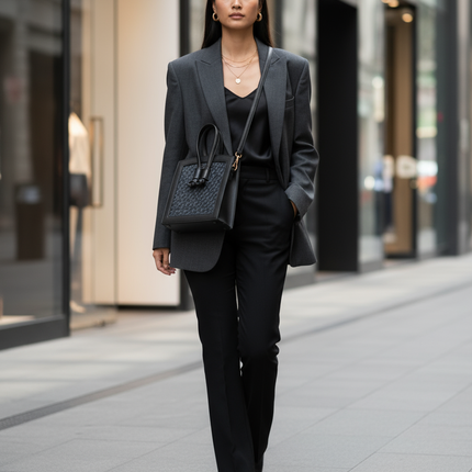 Moradok “Bamboo Cross – All Black” Handmade Bag | Premium Eco-Friendly Bamboo & Leather Tote | 100% Handmade Thai Designer Bag