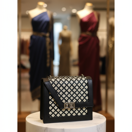 Moradok “Onyx” Bamboo Handmade Bag – Elegant Black & White Woven Shoulder Bag | 100% Handmade Eco-Friendly Thai Designer Handbag