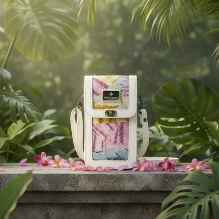 Moradok “Trendy Phone Bag – Galaxy Edition” Bamboo Handmade Crossbody | 100% Handmade Eco-Friendly Thai Designer Bag (Multicolor Weave)