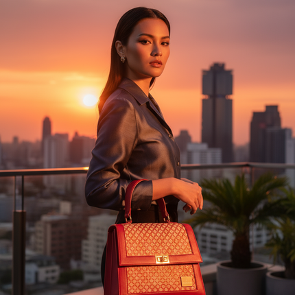 Moradok “Ultimate Luxury Bamboo Handmade Bag – Orange Edition” | 100% Handmade Eco-Friendly Thai Designer Handbag