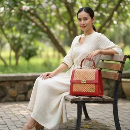 Moradok “Ultimate Luxury Bamboo Handmade Bag – Orange Edition” | 100% Handmade Eco-Friendly Thai Designer Handbag