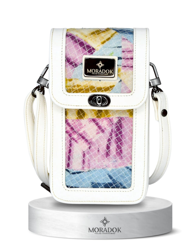 Moradok “Trendy Phone Bag – Galaxy Edition” Bamboo Handmade Crossbody | 100% Handmade Eco-Friendly Thai Designer Bag (Multicolor Weave)