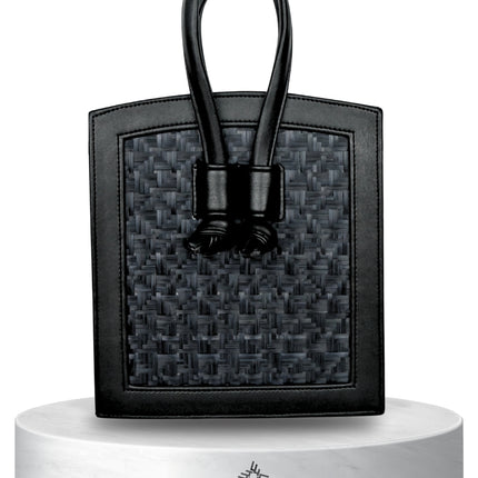 Moradok “Bamboo Cross – All Black” Handmade Bag | Premium Eco-Friendly Bamboo & Leather Tote | 100% Handmade Thai Designer Bag