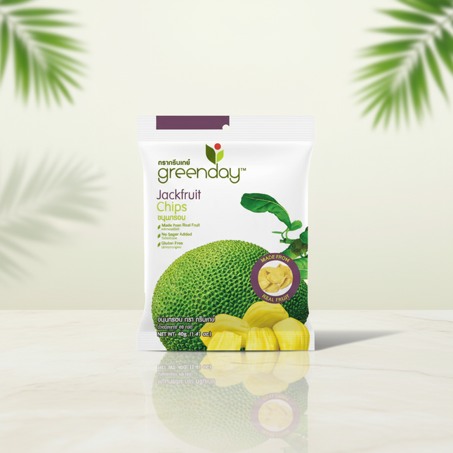 Greenday Thai Jackfruit Chips | 100% Real Fruit | Vegan & Gluten-Free Snack (3 x 40g Packs)